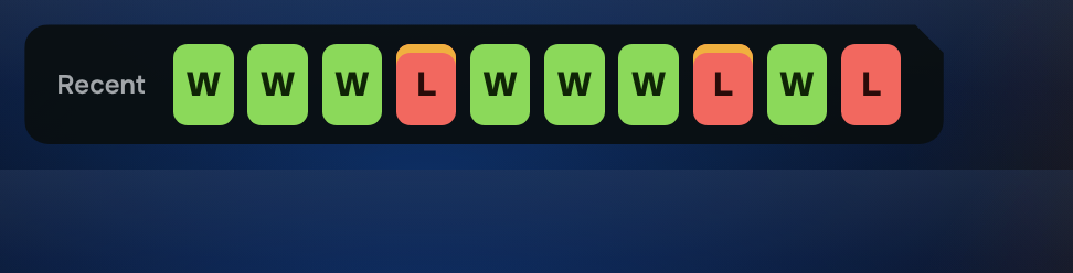 Recent matches overlay